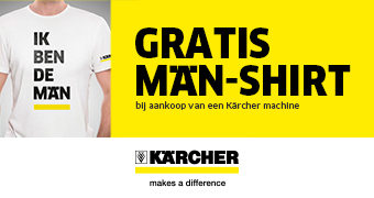 Kracher banner gratis män shirt bij aankoop karcher machine HTT hoebetotaaltechniek